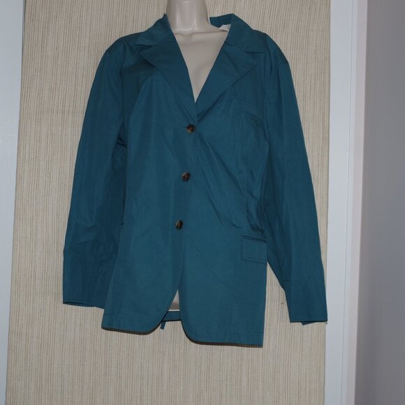 Lafayette 148 NY deep lagoon jacket womens Cotton button  jacket blazer Size:3X - Picture 1 of 6